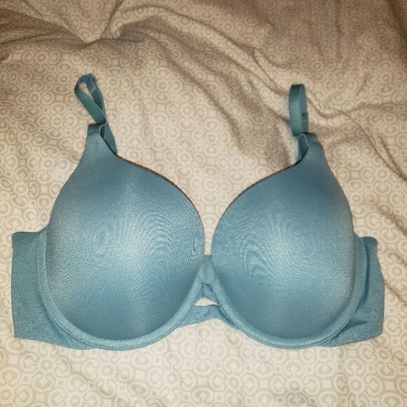 VICTORIAS SECRET PERFECT COVERAGE BLUE BRA 34D - Picture 1 of 8